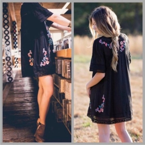 Free People Perfectly Victorian Black Embroidered Dress - Picture 2 of 16